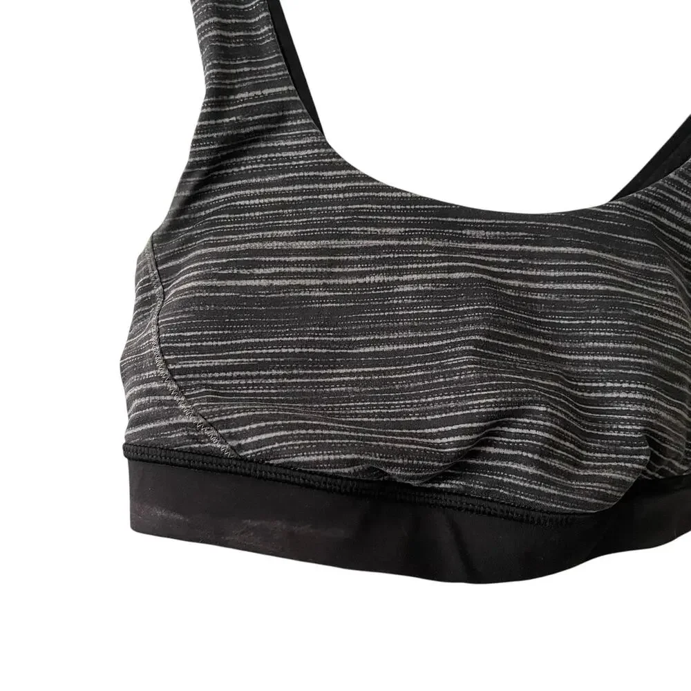 Lululemon 4 Sports Bra Strappy Black Gray Workout Activewear Cup Liners